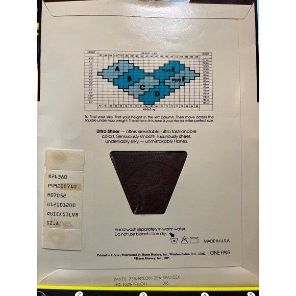 Vintage Hanes Ultra Sheer Pantyhose Control Top Quicksilver Size A Sandalfoot - Picture 4 of 5